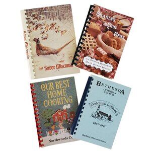 Vintage Northern & Central Wisconsin Cookbooks Recipes Set of 4 Church Civic